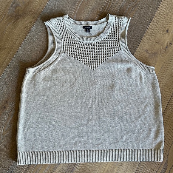 Halogen Open Stitch Sleeveless Sweater Tank in Oxford Tan - Picture 4 of 10
